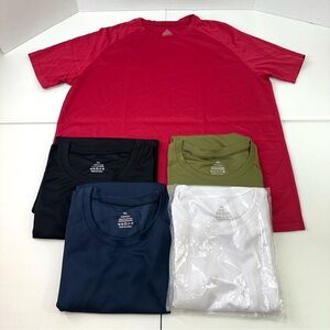 Men's 5 pack T-Shirt 100% Polyester Size XL. Red, Black, Navy, Olive, White